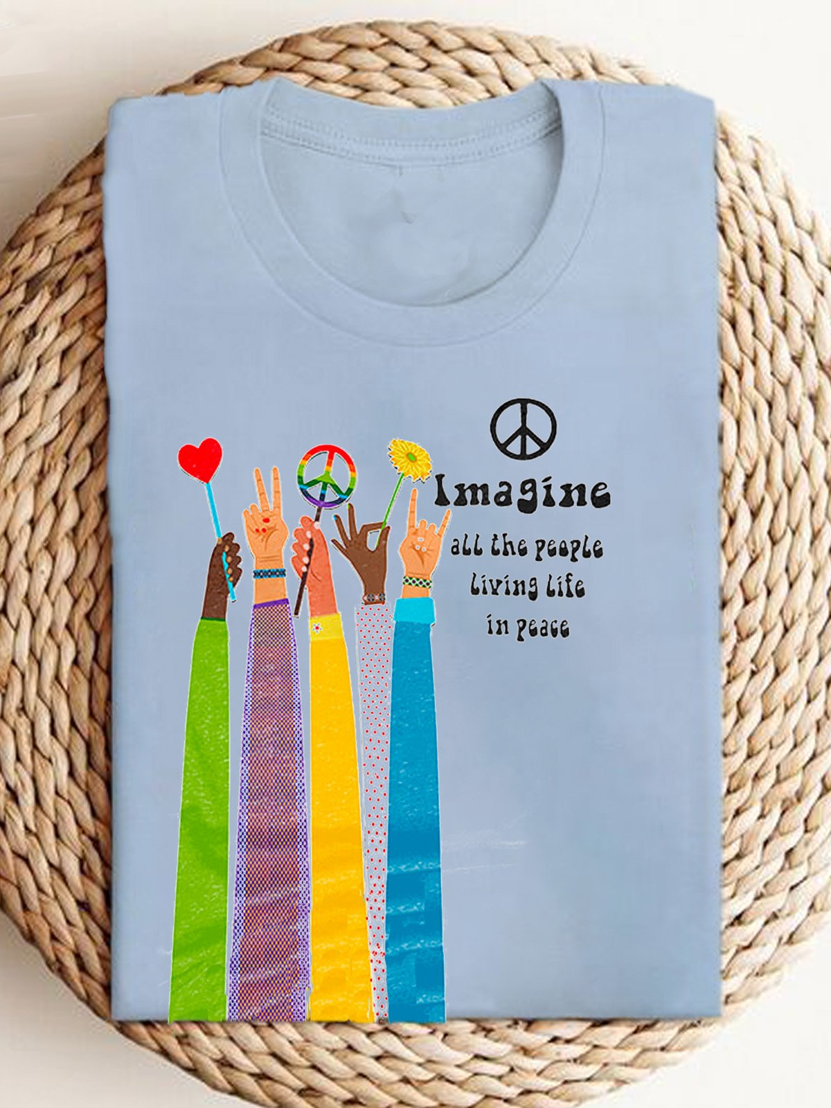 Hippie Imagine All The People Living Life In Peace Print Equality  Equality Day T-Shirt